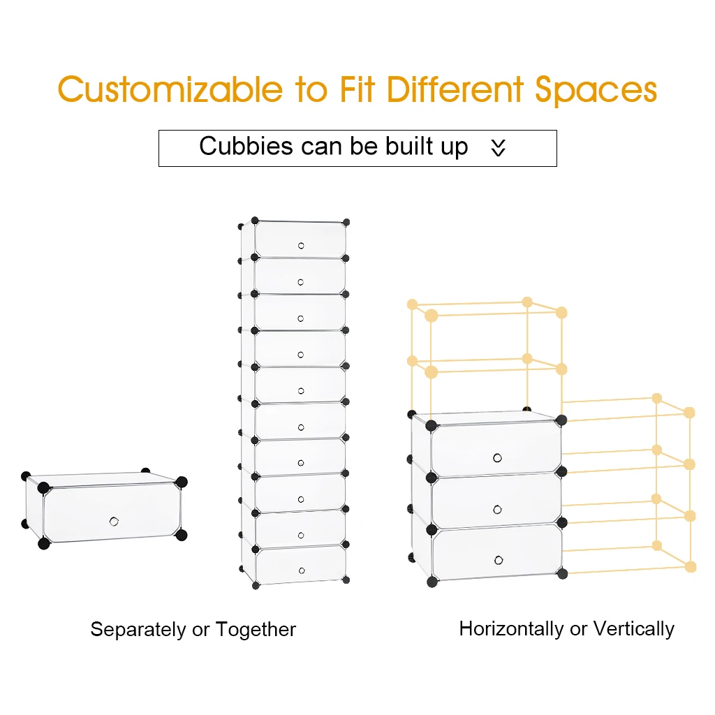 LANGRIA 10-Cube DIY модульная обувная стойка башня многофункциональная комбинация для хранения отдельно стоящий Органайзер двери шкафа прозрачный белый