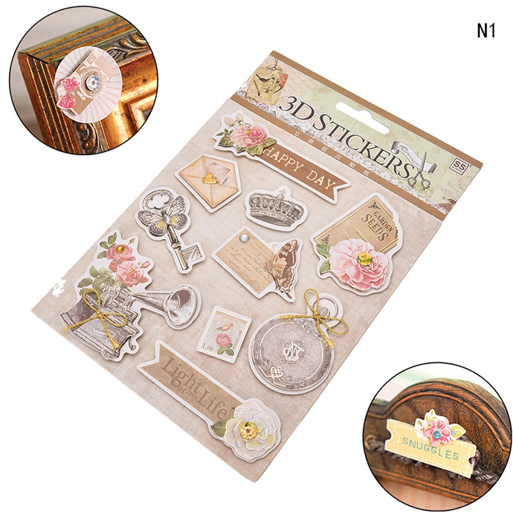 1PC 3D Adhesive Stickers Ornament DIY Scrapbooking Photo Album Diary