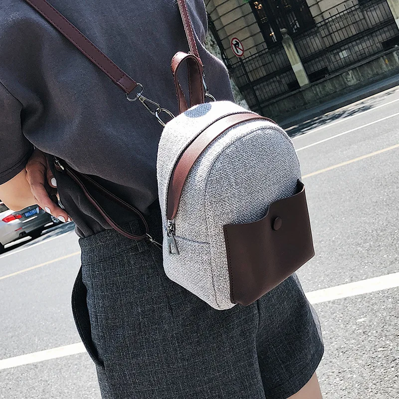 

Backpack Female 2019 New Female Student Bag Korean Fashion Patchwork Preppy Style School Mini Backpack for Teenagers Girls