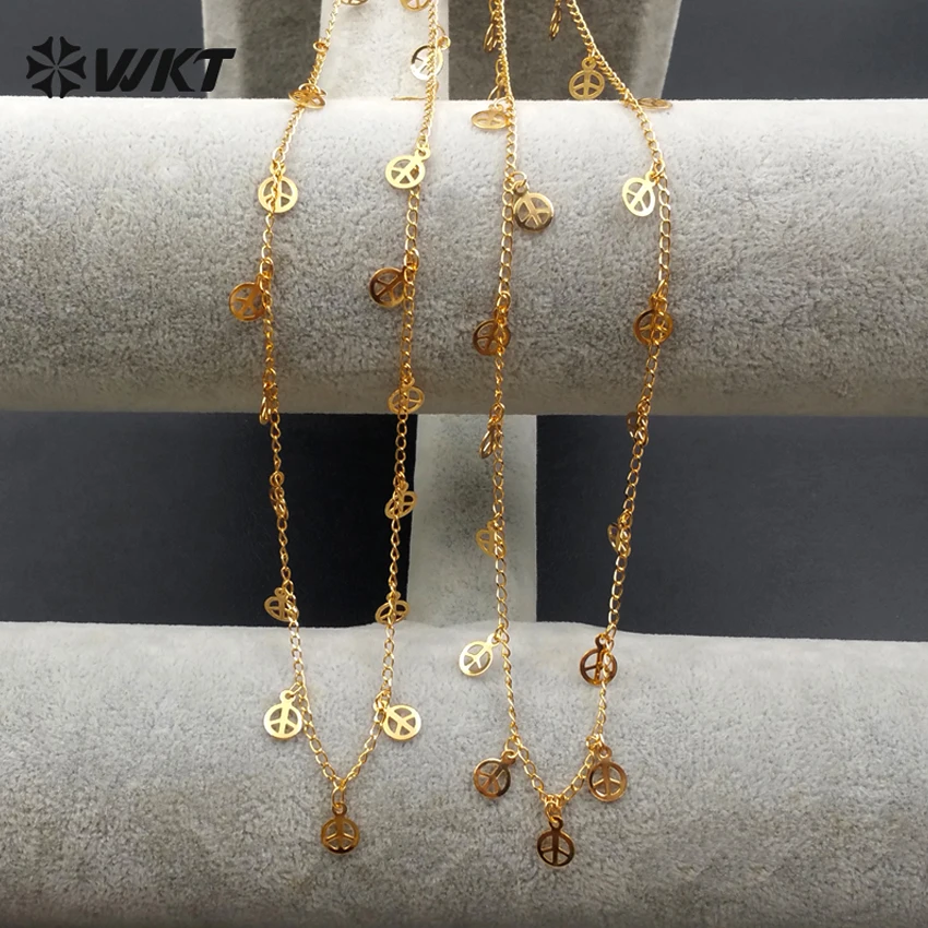 

WT-N1061 Wholesale link Chain Clasp Necklace jump circle joint chain with little fan in gold plating Necklace Gift Jewelry women