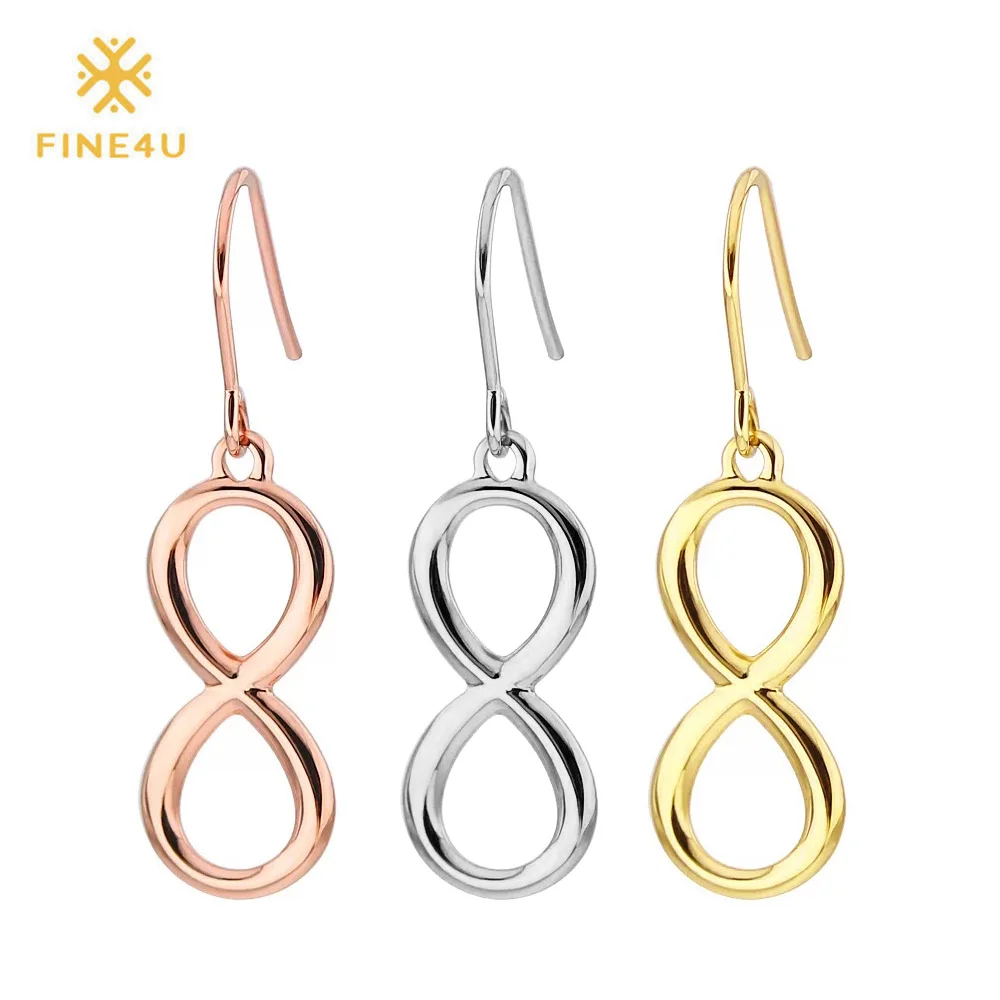 

2018 New FINE4U E052 Infinity Pendant Drop Earrings For Women 316L Stainless Steel Lucky 8 Dangle Earrings Party Jewelry Gifts