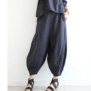 

2018 New Style Trousers For Women Linen Casual Female Pants Harem Pants Literary Style Pantalones Vintage Women's Pants