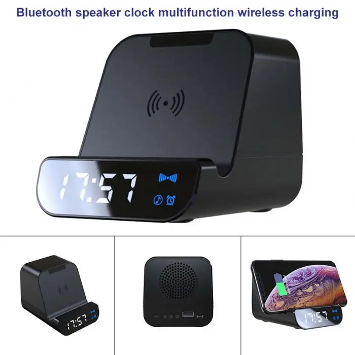Многофункциональное зарядное устройство Bluetooth громкоговоритель будильник Беспроводное зарядное устройство NK-Shopping