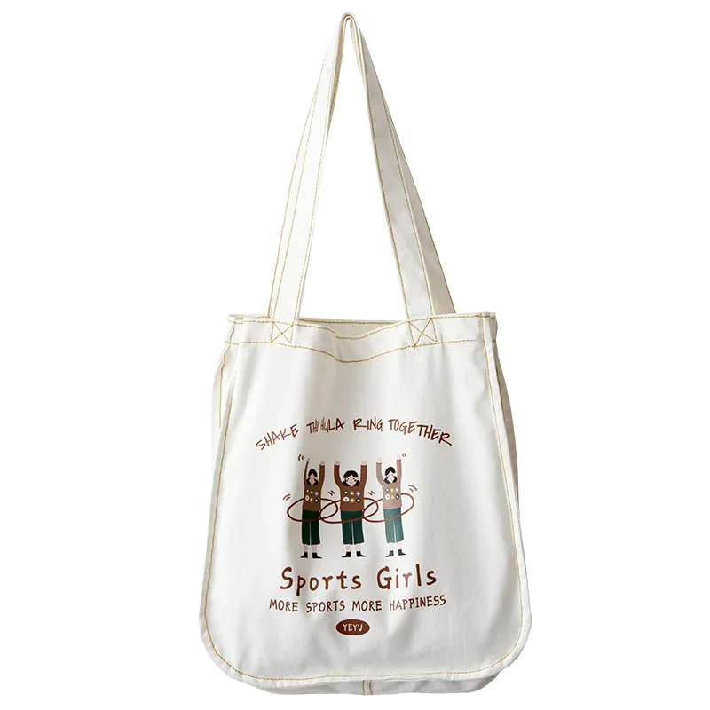 Youda/женские холщовые сумки с мультяшным принтом, сумка на плечо, Большая вместительная сумка для покупок, модная повседневная Стильная Милая Сумка-тоут для девочек - Цвет: Hula Hoop