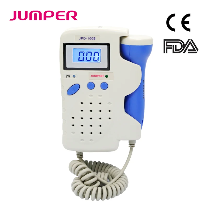 Pocket Fetal Doppler Prenatal Baby Heart Beat Monitor LCD Wave Display Fetal Doppler Monitor JPD 100B