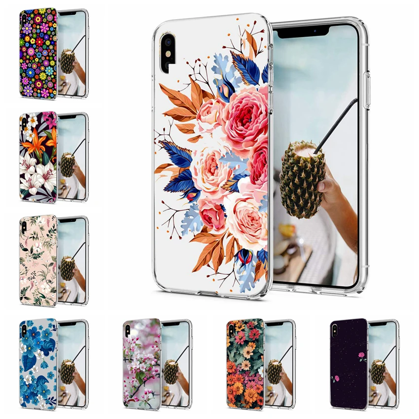Silicone Case For iPhone 7 7Plus 6 6S 6Plus XR XS Max Soft TPU Cover Flower Leaves Bird 8 Plus X M123 |