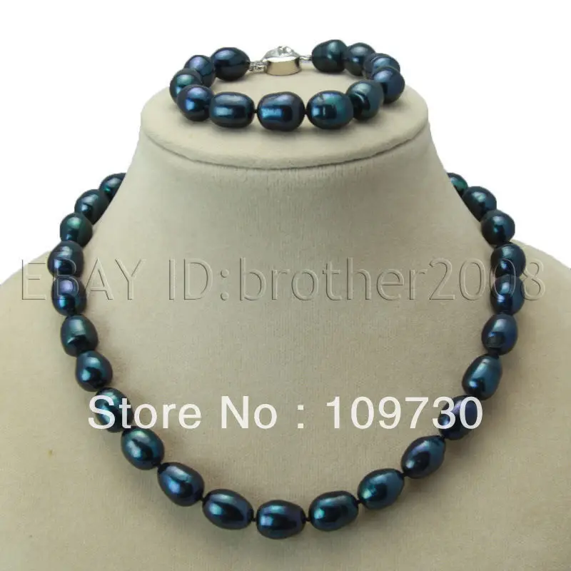 

Jewelry 00370 sets AA 11-12mm white chocolate akoya pearl necklace bracelets 17-7.5"can choose new