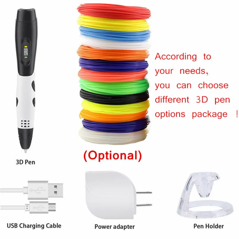

2018 Original 3D Pens One-Key Operation 3D Printing Pen With Optional 1.75MM PLA DC 5V 2A USB Charge Kids' Best Holiday Gifts