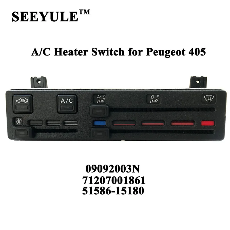 

1pc SEEYULE Car A/C Heater Control Panel 09092003N Air Conditioner Temperature Switch Knob 71207001861 for Peugeot 405 Samand