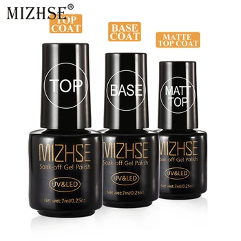 MIZHSE-Esmalte de Gel para uñas, laca de Gel Semipermanente para manicura Nail Art, Base UV para uñas, capa superior mate, 7ml