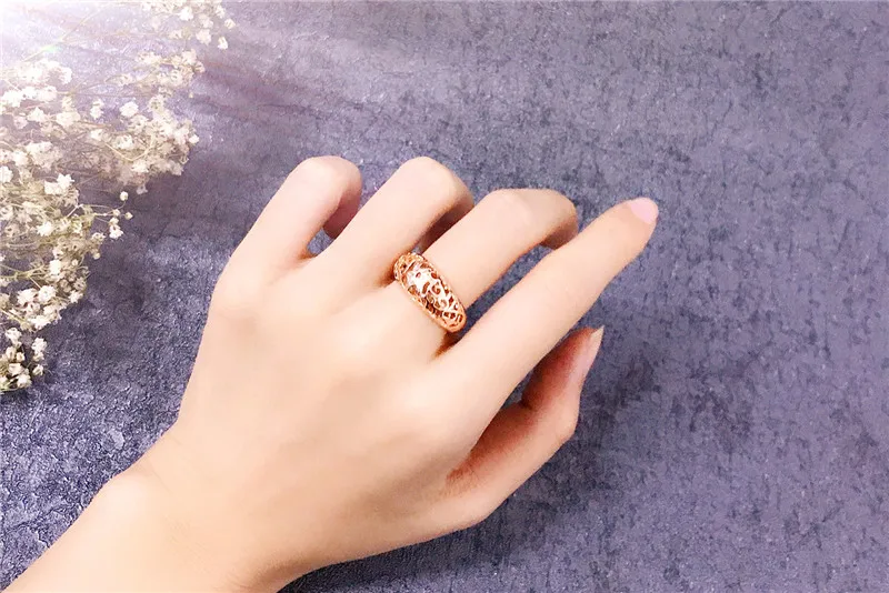DODO Classic Top Quality Flower Hollowing Craft Rose Gold Color Ring Fashion Party Wedding Jewelry For Women Wholesale Anel KDR1 (16)