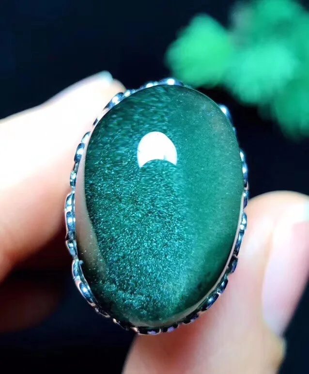 Natural Green Phantom Quartz Crystal Adjustable Ring (5)