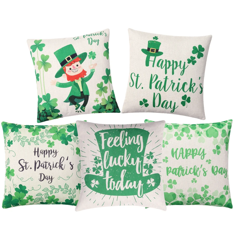DecorUhome 1 шт. St. Ко Дню Святого Патрика Клевер Декоративная Подушка Чехол зеленая