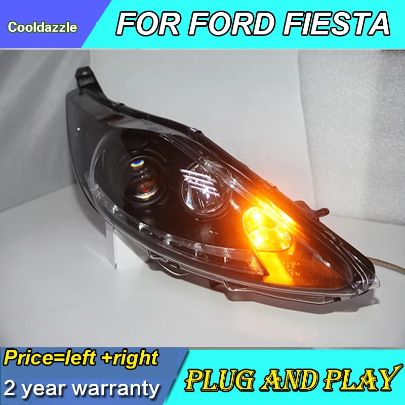 Для FORD Fiesta светодиодный фар 2008 2009 2010 2011 2012 год с Габаритные огни передние фары с HID