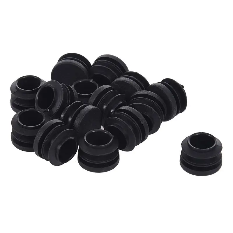 C024 Black Round Plastic Blanking End Caps and Tube Inserts 19mm 