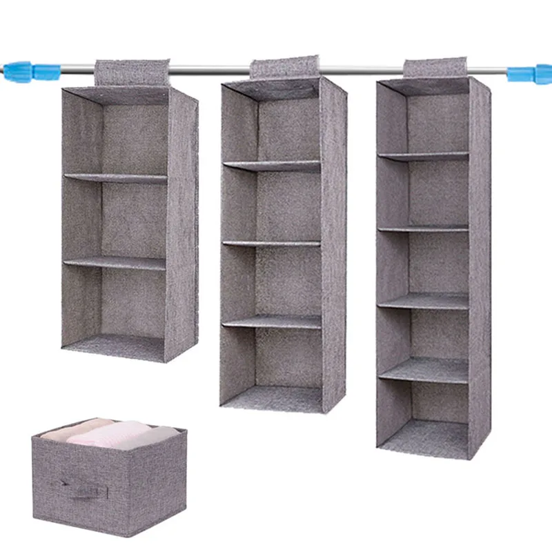 

5 Section Shelves Hanging Wardrobe Shoe Garment Organiser Storage Clothes Tidy Two for one