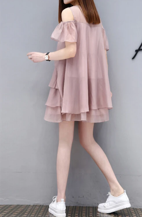 Maternity Dress Loose Large Size Pregnancy Clothes Fashion Pregnant Women Summer Korean Version Bare Shoulder Chiffon dresses