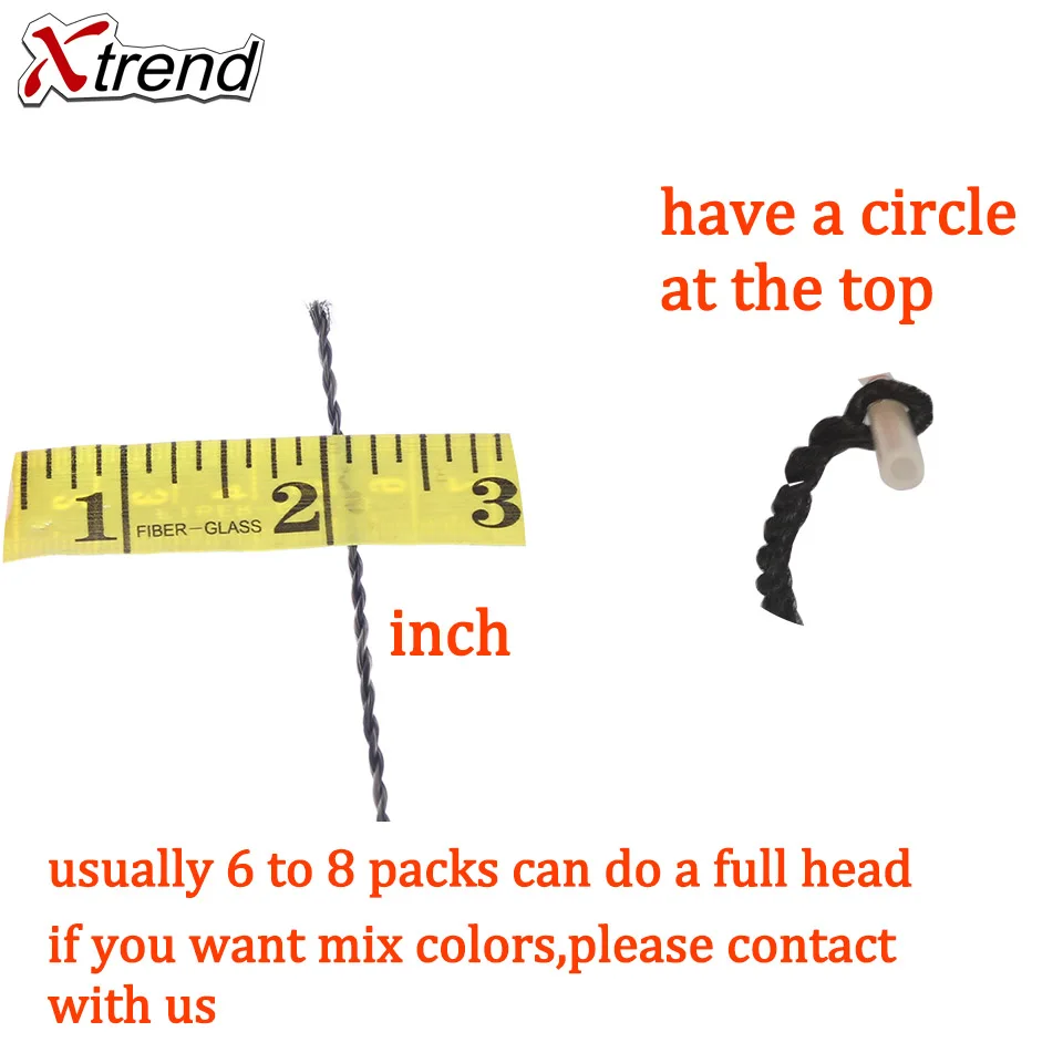 Xtrend Synthetic Micro Senegalese Twist Crochet Braid Hair For Wig 22 inch 100strands Per Pack Ombre Black Brown Twists Braids