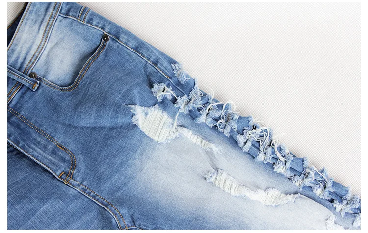 2017 autumn and winter fashion Europe and the United States foreign trade women's holes Slim stretch jeans feet pencil jeans (11)