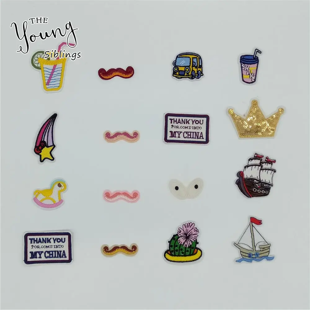 

Fashion style Cartoon Clothes Iron on patches DIY Embroidery Sewing Hot melt adhesive Jacket Kids Badges Accessories C6364-C6380