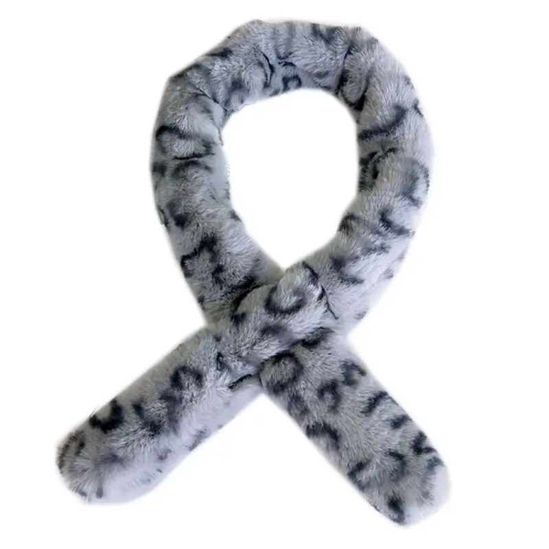 5x85 см женский шарф с воротником из искусственного меха кролика Леопардовый принт