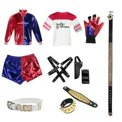 Новый взрослый Ролевой костюм Харли Квинн Хэллоуин отряд самоубийц одежда куртка Топ Футболка Шорты аксессуары для женщин