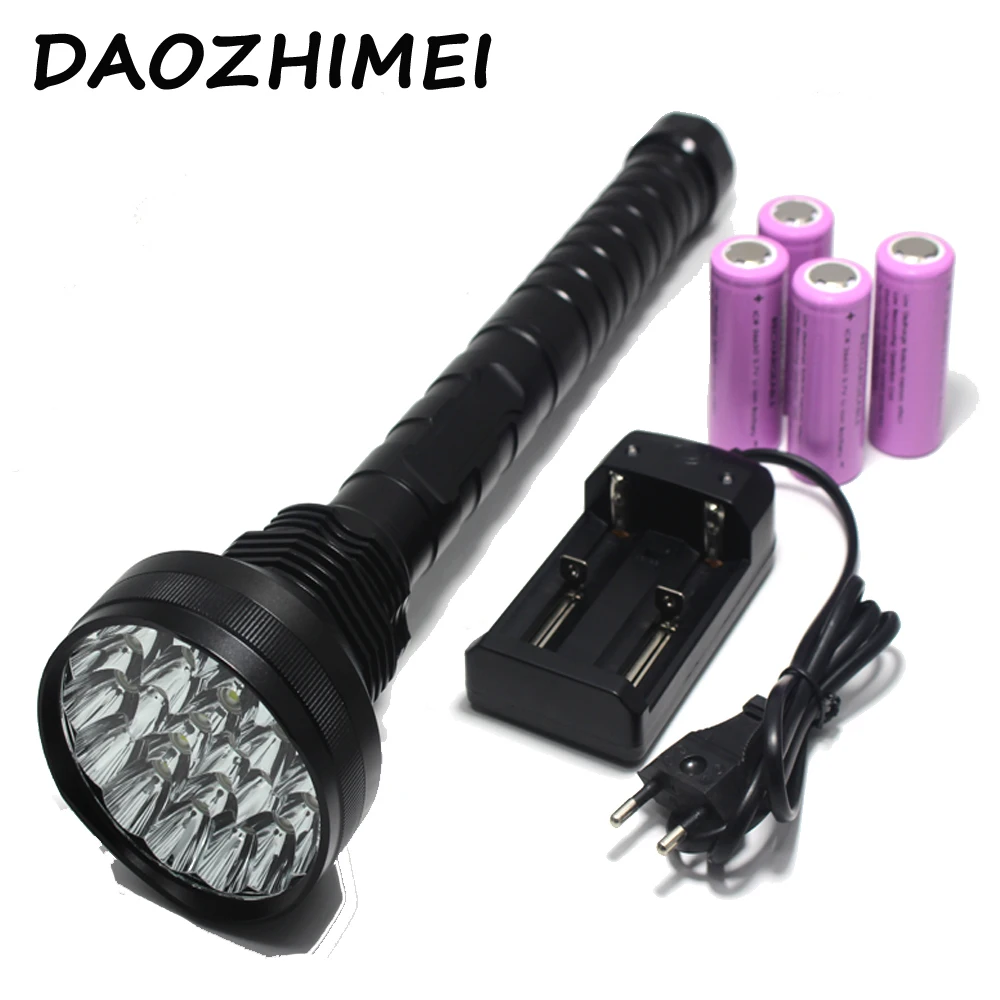 Outdoor Hunting Tactical Self-defense LED Flashlight 8000LM XM-L 15*T6 Light Super Bright Torch Lighting Distance 1500M | Лампы и