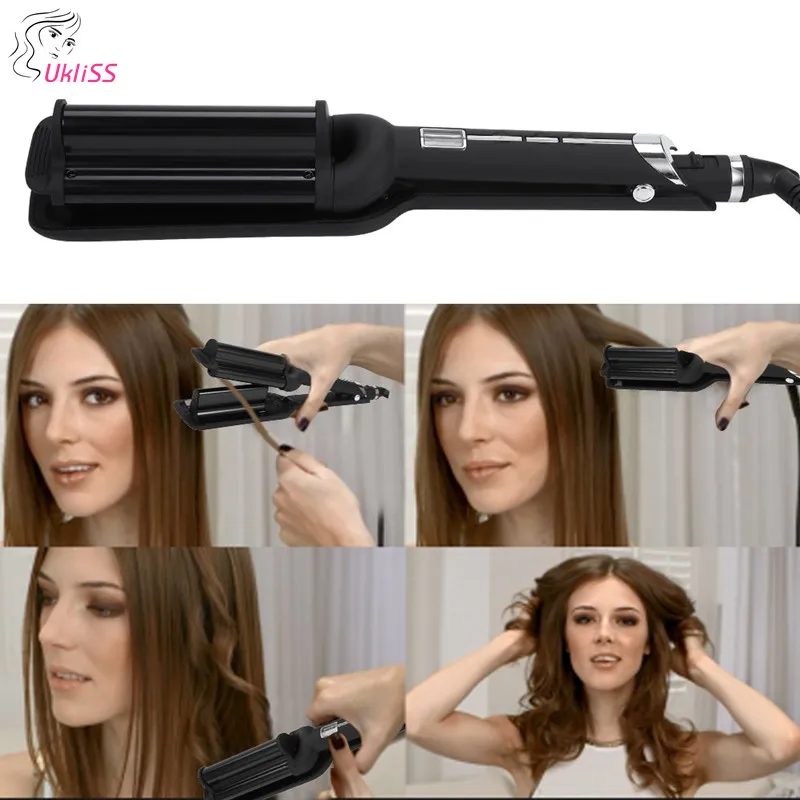 

110-220V Perm Splint Titanium Automatic Ceramic 3 Barrels Big Hair Big Wave Waver Ceramic Curler Curling Iron Curler Waver