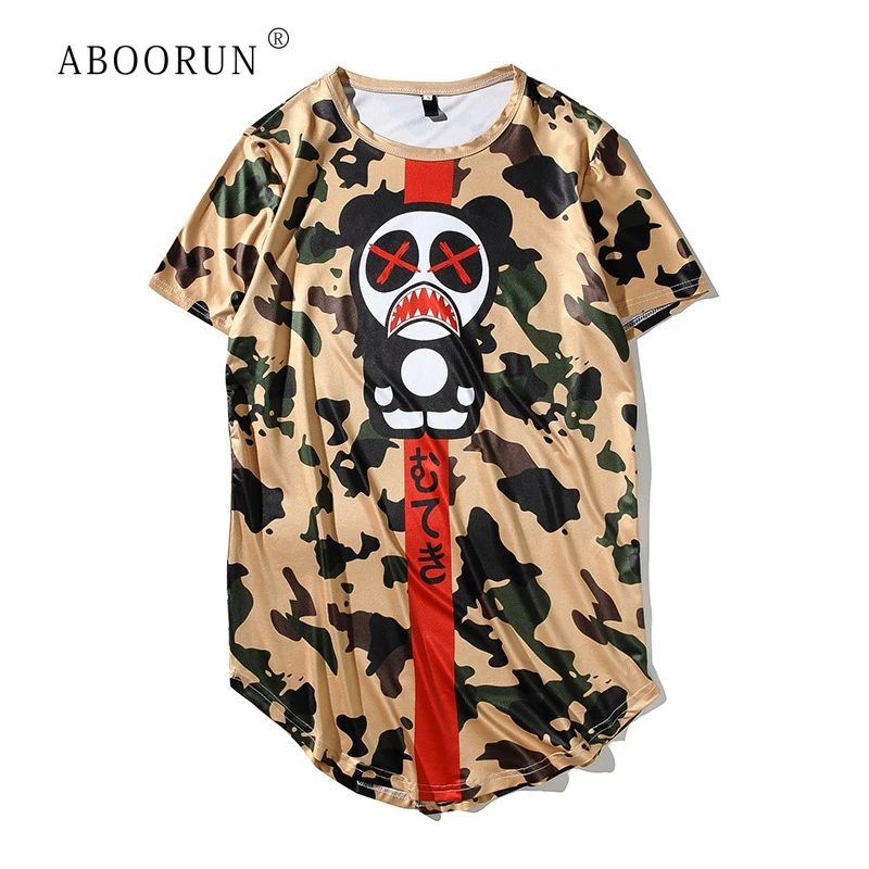 

ABOORUN Men's Hip Hop T-Shirt Panda Camouflage Printed Panda Tees Summer Fashion Short Sleeve T Shirts for Male x2477