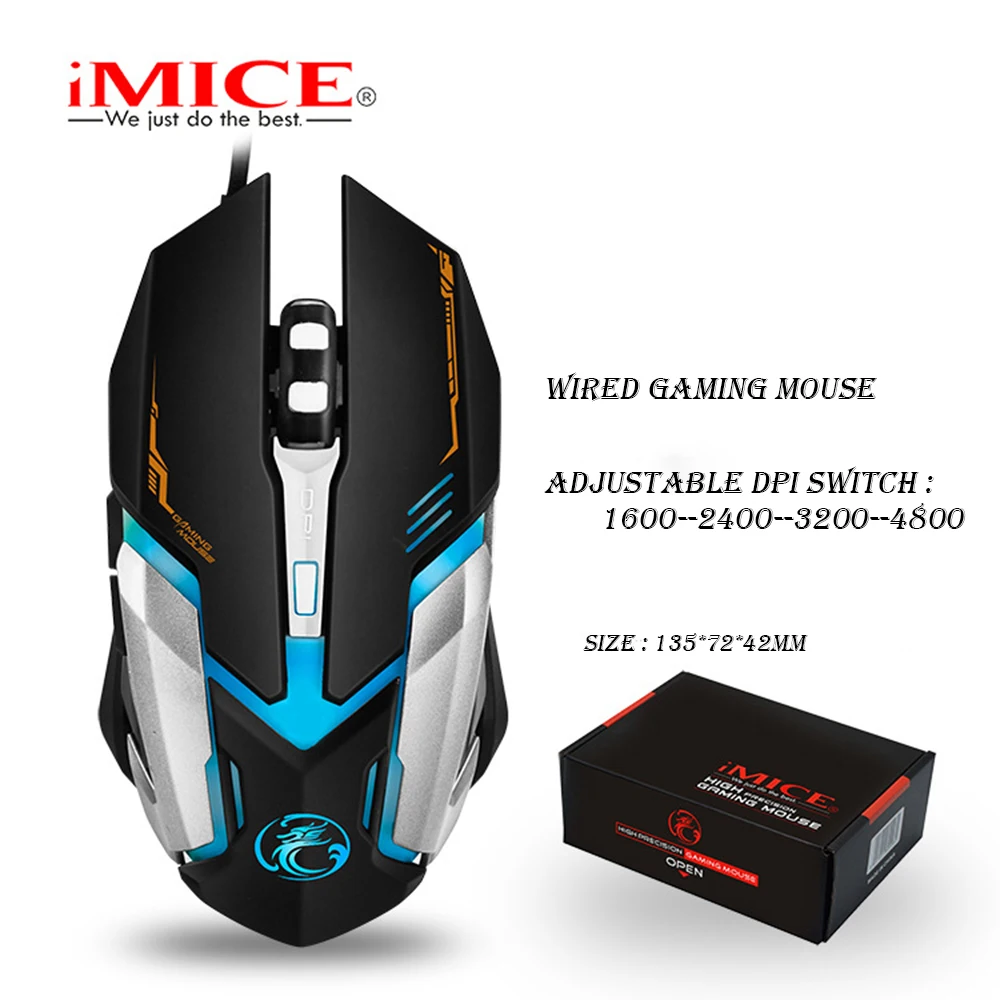 

iMICE V6 Wired Gaming mouse USB Optical Mouse 6 Buttons PC Computer Mouse Gamer Mice 4800dpi For Dota 2 LOL Game