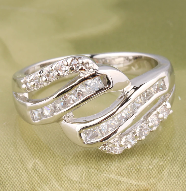 Fascinating White Zircon Silver Plated Argent Ring Size 5 6 / 7 8 9 S0901 | Украшения и аксессуары