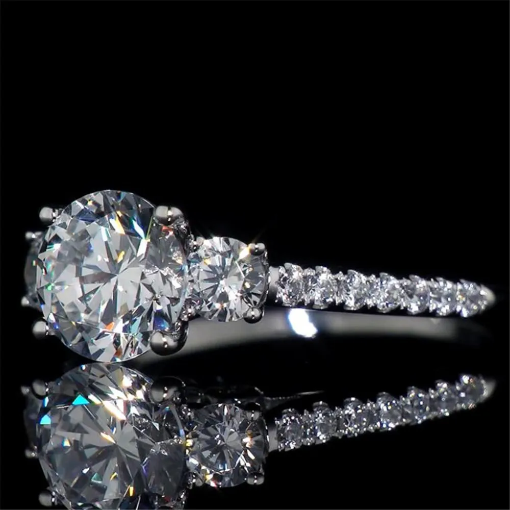 

YKNRBPH 2019 Best Selling AAA Round Diamond Zircon Ring Woman's Wedding Silver Rings Jewelry