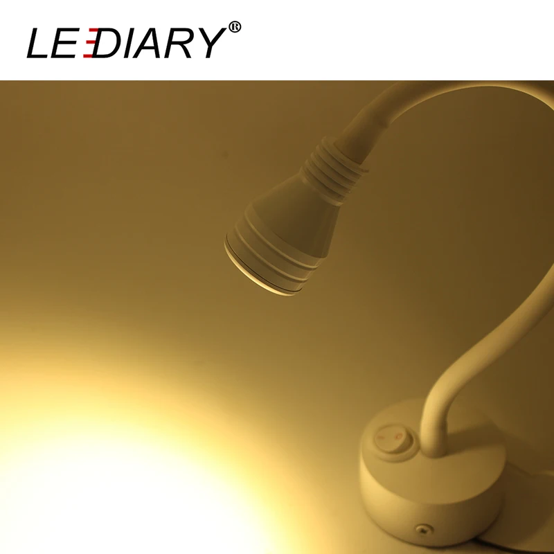 LEDIARY Pure White LED Wall Lamp 90-260V 3W Flexible Jewelry Lights With Switch Surface Mounted Bed Reading Lamp Picture Antique LEDIARY Pure White LED Wall Lamp 90-260V 3W Flexible Jewelry Lights With Switch Surface Mounted Bed Reading Lamp Picture Antique