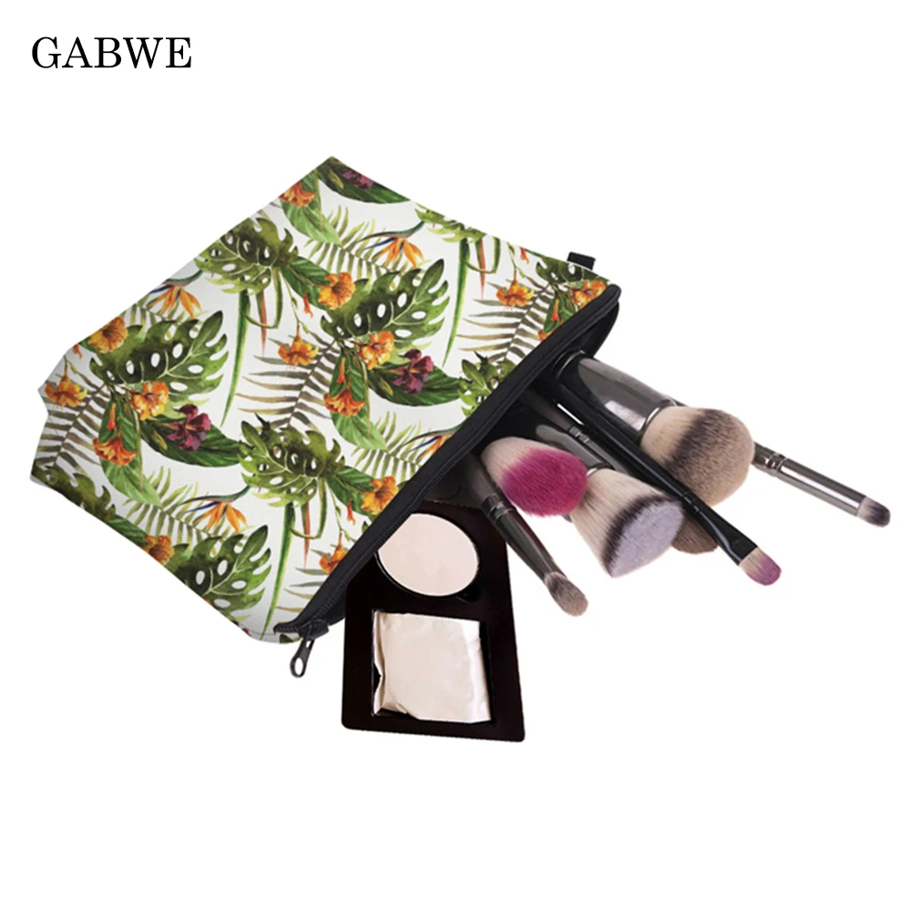 GABWE тропическая Пальма зеленые листья 3D Печатный свежий макияж сумка дорожная Косметика сумка для косметички сумка для косметики