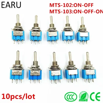 

10Pcs DIY Toggle Switch ON-OFF-ON / ON-OFF 3Pin 3 Position Latching MTS-103 MTS-102 AC 125V/6A 250V/3A Power Button Switch Car