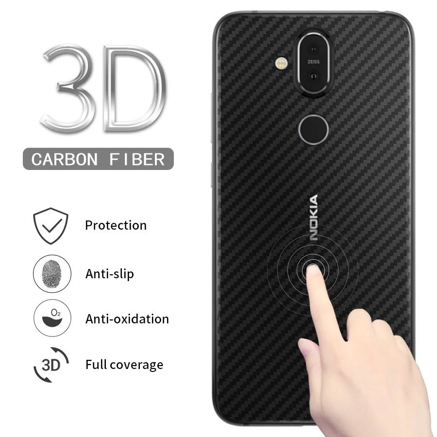 

WOLFPSYCH Soft Back Cover Screen Protector for Nokia 7 8 Sirocco 6 6.1 5.1 Plus 8.1 3D Carbon Fiber Protective Film Sticker