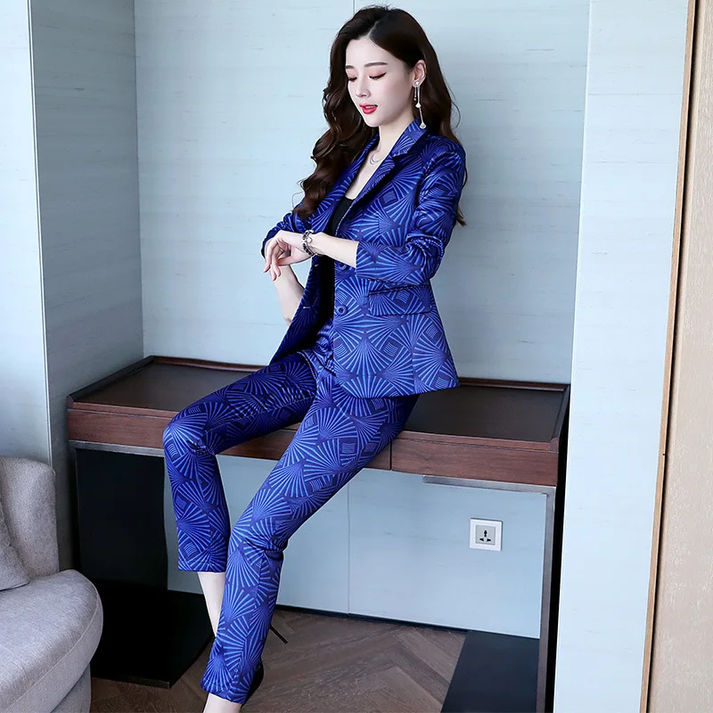 Suit female new 2018 autumn suit woman two-piece fashion temperament office small suit + casual slim pencil nine pants Women's Sets