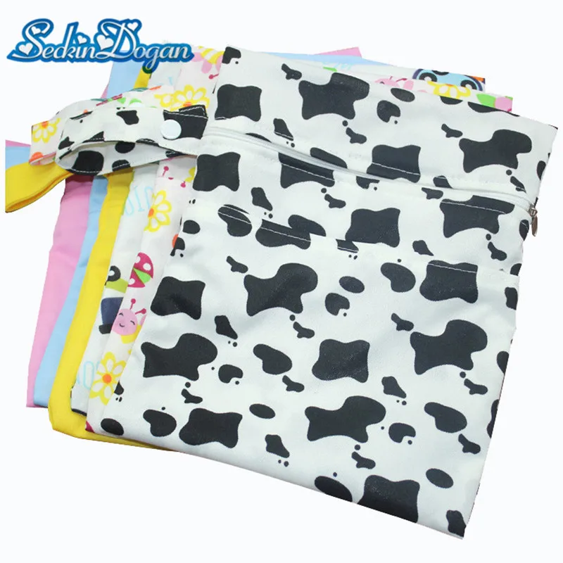 

SeckinDogan Baby Stroller Bag Waterproof Printed Pocket Nappy Bags Reusable Wet Large Capacity Travel Stroller Mommy Bag