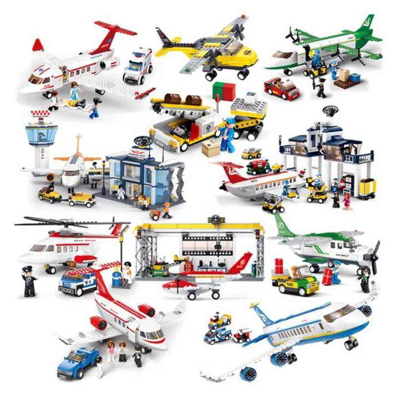 ABS блоки скорой помощи самолет грузовой обслуживания база багаж транспортного средства гидросамолет Airbus аэропорт фигурку W куклы игрушка