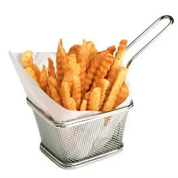 

Mini Stainless Steel Fryer Serving Food Presentation Basket Kitchen French Fries Chips Frying Baskets