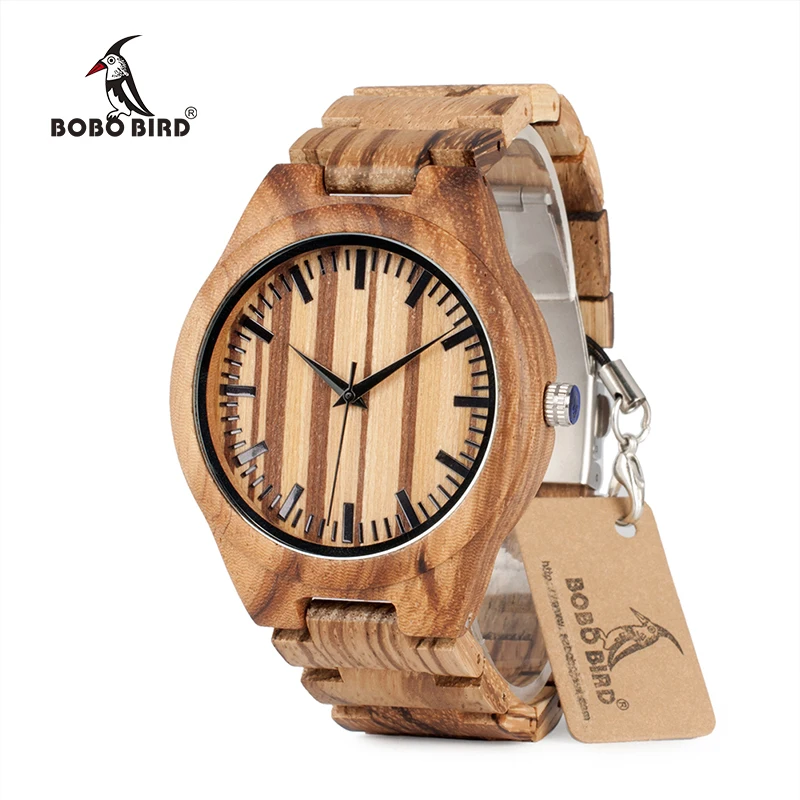 BOBO BIRD Natural Zebra Wooden Watches Japan Movement Quartz Mens Wristwatches relogio masculino for Men best Gifts C-G22