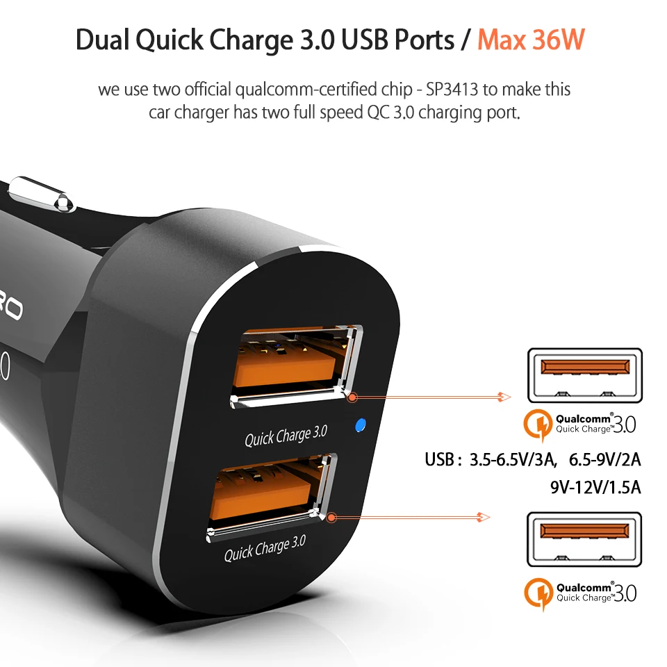 Автомобильное зарядное устройство Usb 3 0 2 автомобильное с двумя портами для Xiaomi
