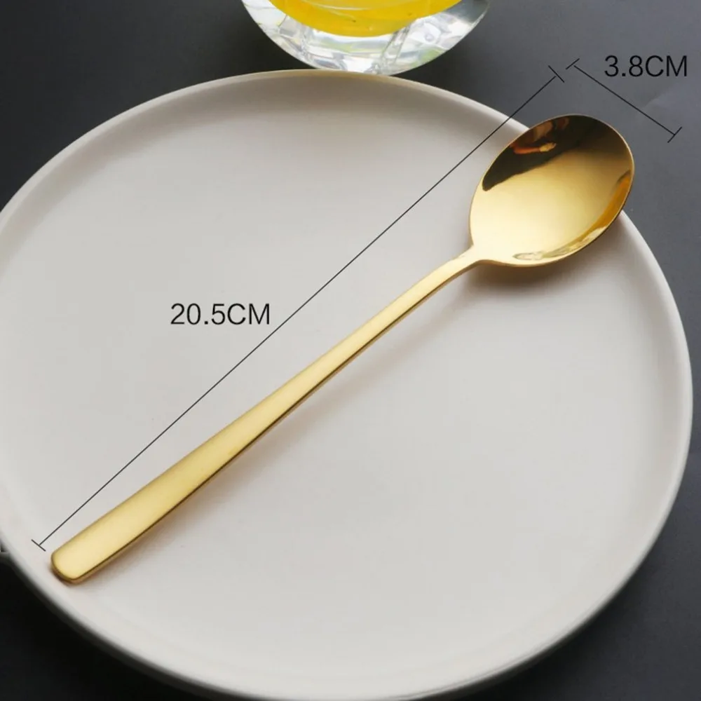 High quality stainless steel Korean style long handle meal spoon spoon