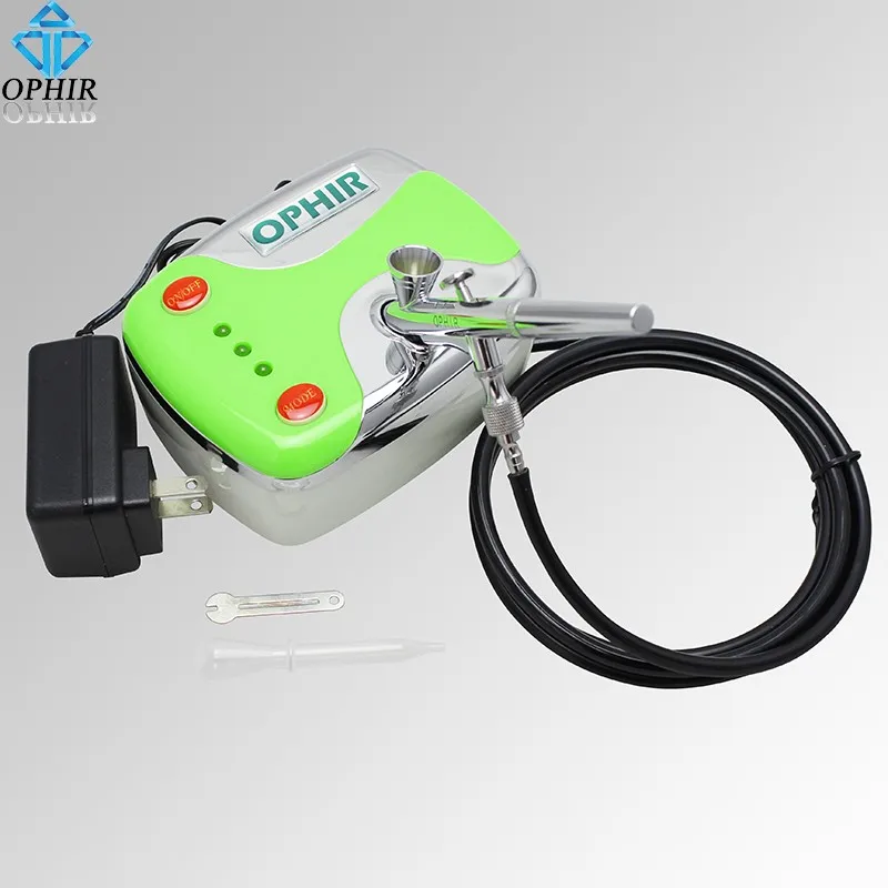 Portátil do Aerógrafo da Dupla-ação de Ophir 0.2mm com Compressor de ar para a Tatuagem Gun_ac002 + 073 da Cara da Composição da Pintura do Modelo Jogo Provisória 5 High Quality Beleza e saúde