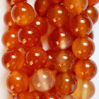 

Natural Orange Carnelian Beads - Round 8 mm Gemstone Beads - Full Strand 15 1/2", 46 beads, AA-Quality