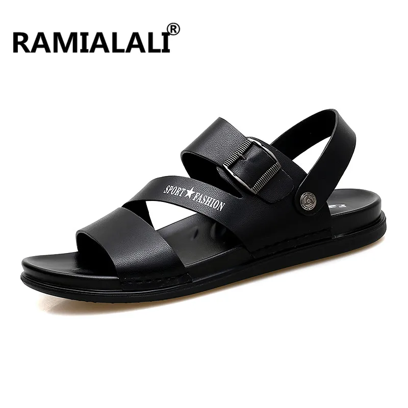 

Men Sandals Summer Leather Fashion Beach Male Shoes High Quality Casual Black Soft Men Beach Sandals Shoes