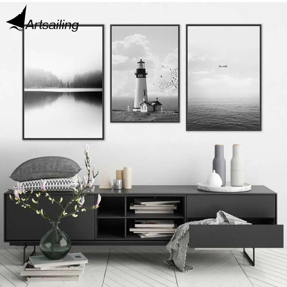 Пейзажи и принты в скандинавском стиле настенная Картина на холсте морская башня