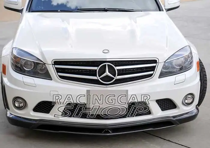 C Style 3PCS Real Carbon fiber FRONT SPOILER For MERCEDES BENZ W204 C63 AMG Sport Front Bumper 2008-2012