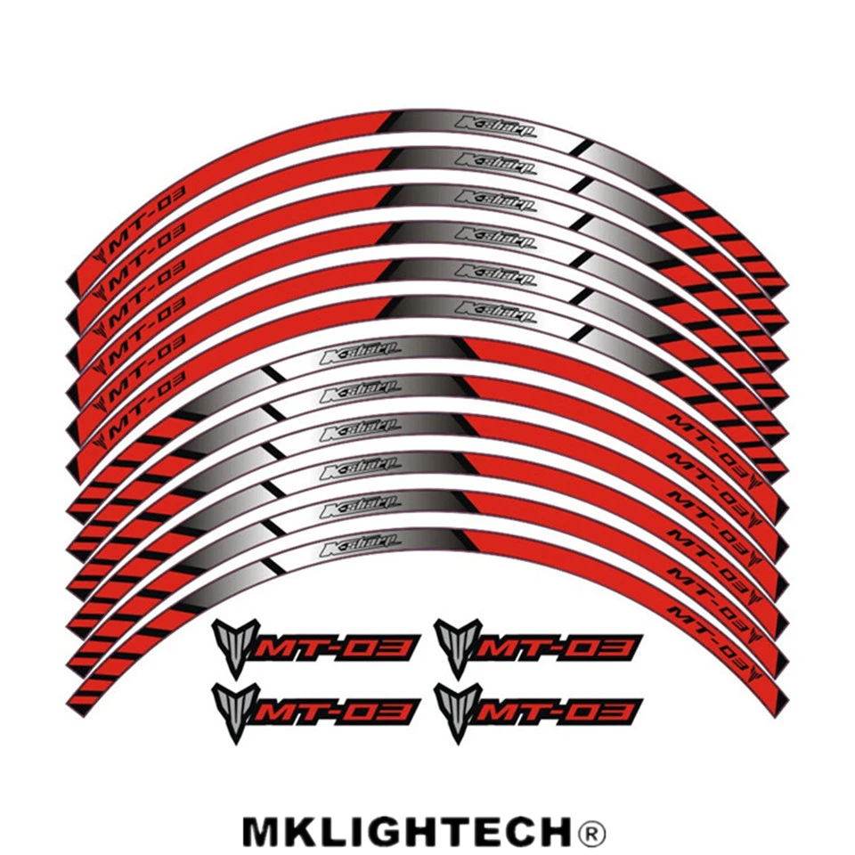 

k-sharp 3 color for YAMAHA MT-03 motorcycle wheel decals Reflective stickers rim stripes MT 03 motorbike mt03