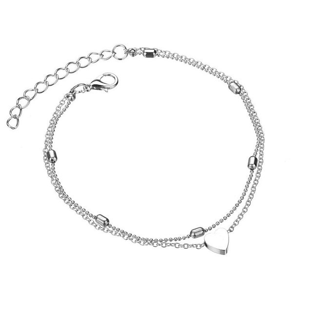Silver Color Anklet Bracelet On The Leg Fashion Heart Female Anklets Barefoot For Women Leg Chain Beach Foot Jewel